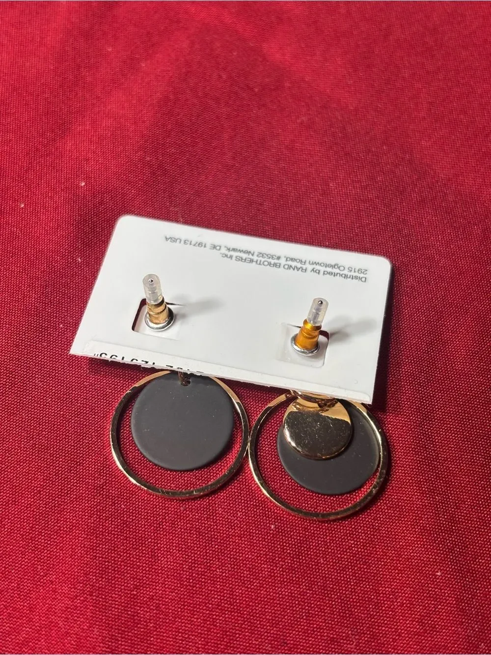New Gold and Black Layered Hoop Drop Earrings